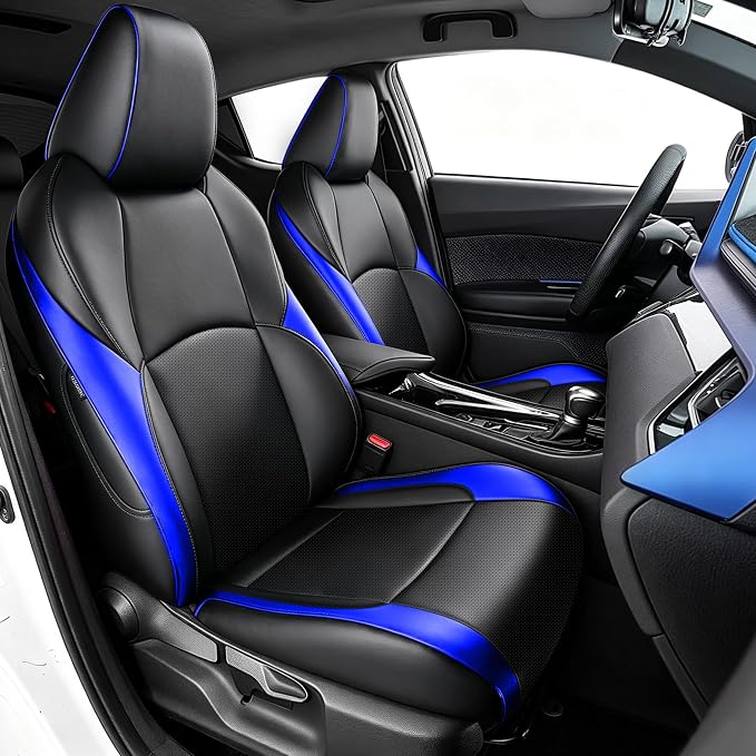 Faux Leather Seat Covers for Toyota C-HR — Full Set — Black / Blue