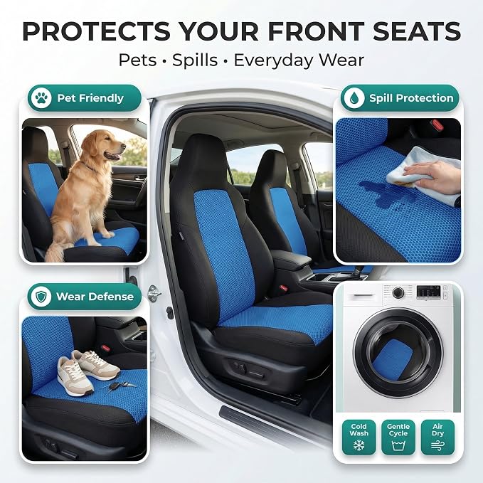 Universal Fabric Seat Covers — Front Seat — Blue