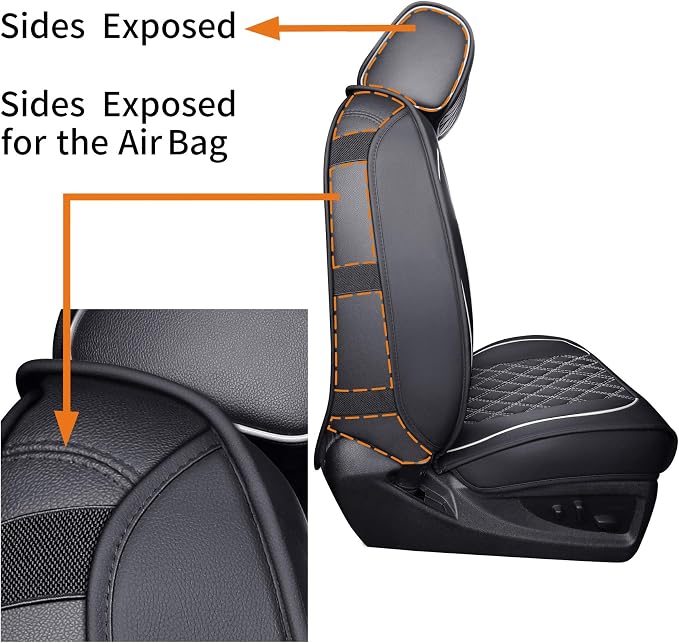 Faux Leather Seat Covers for Chevrolet Silverado / GMC Sierra — Front Seat — Black / White