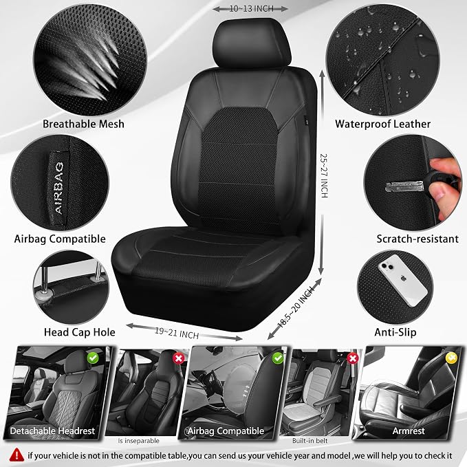 Universal Seat Covers — Front Seat — Black