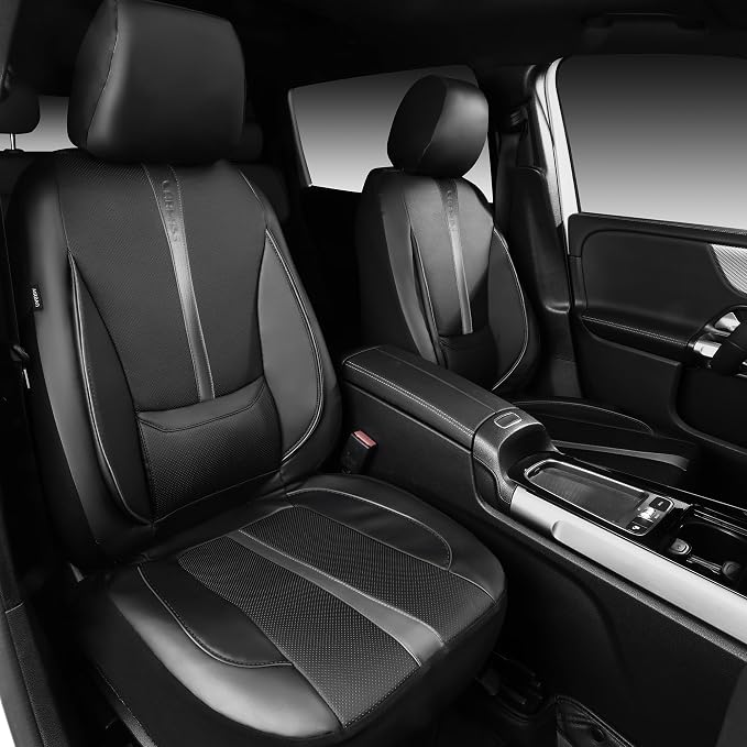 Universal Faux Leather Seat Covers — Front Seat — Gray / Black