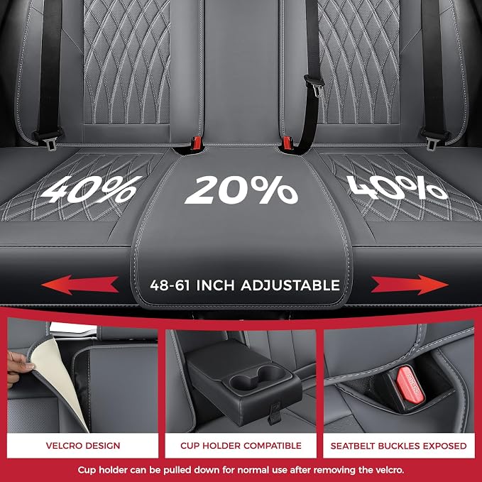 Universal Faux Leather Seat Covers — Full Set — Gray