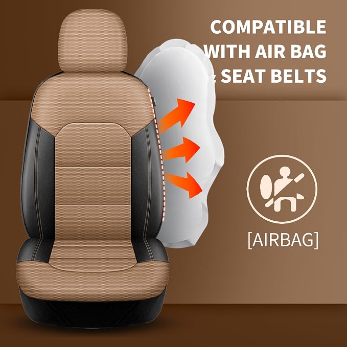 Universal Fabric Seat Covers — Front Seat — Black / Beige