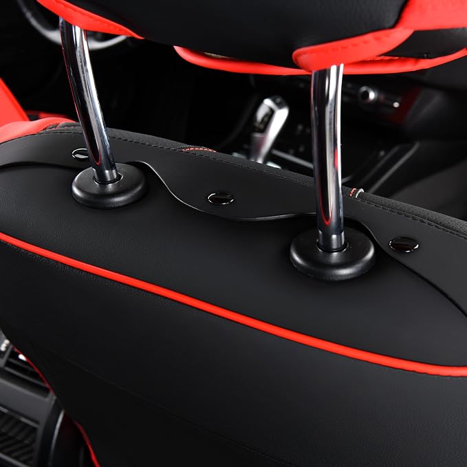 Universal Faux Leather Seat Covers — Front Seat — Black / Red