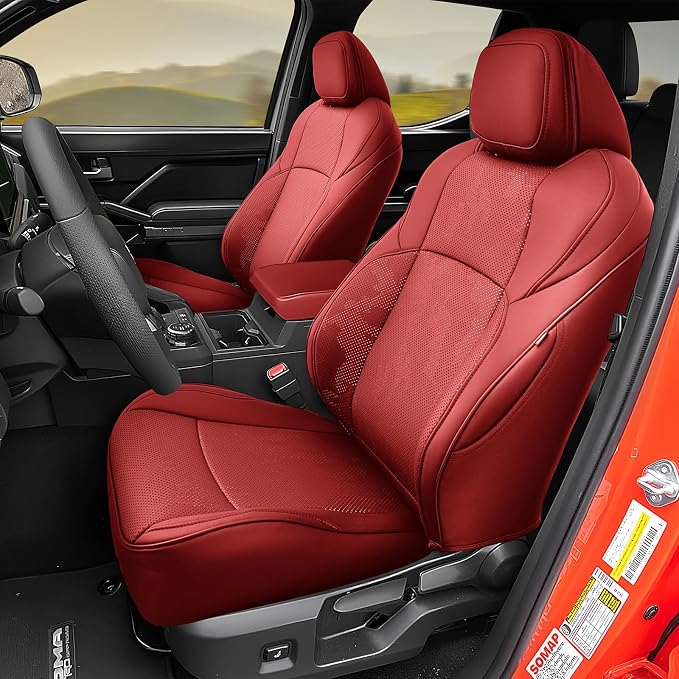 Faux Leather Seat Covers for Toyota Tacoma — Front Seat — Red