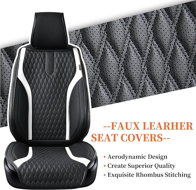 Universal Seat Covers — Front Seat — Black / White