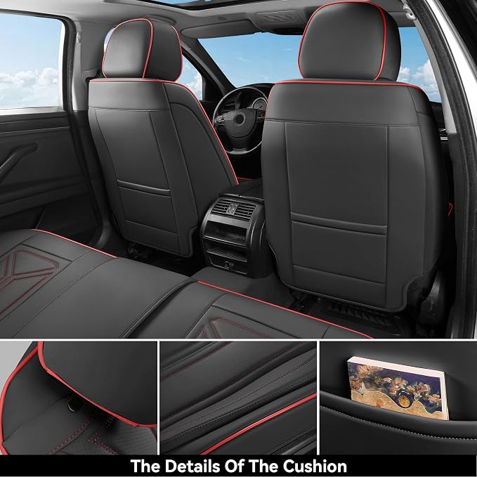 Universal Seat Covers — Full Set — Black / Red