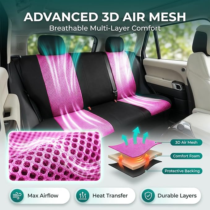 Universal Fabric Seat Covers — Pink