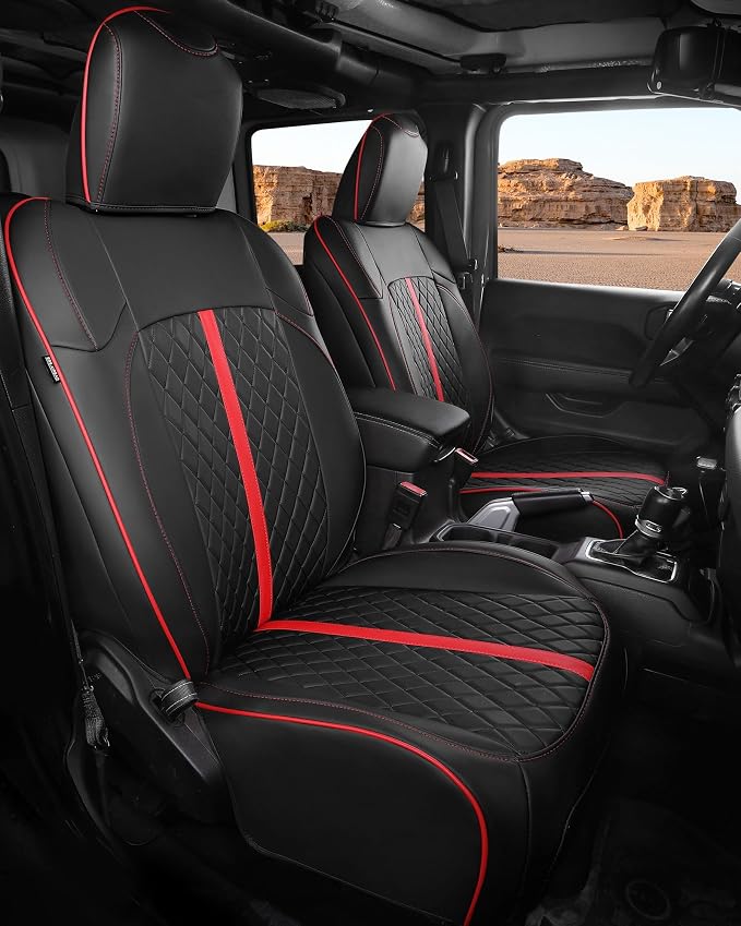 Seat Covers for Jeep Wrangler — Full Set — Black / Red