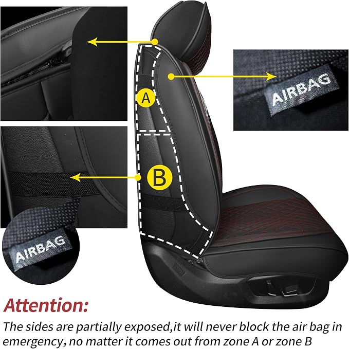 Universal Seat Covers — Full Set — Black / Red