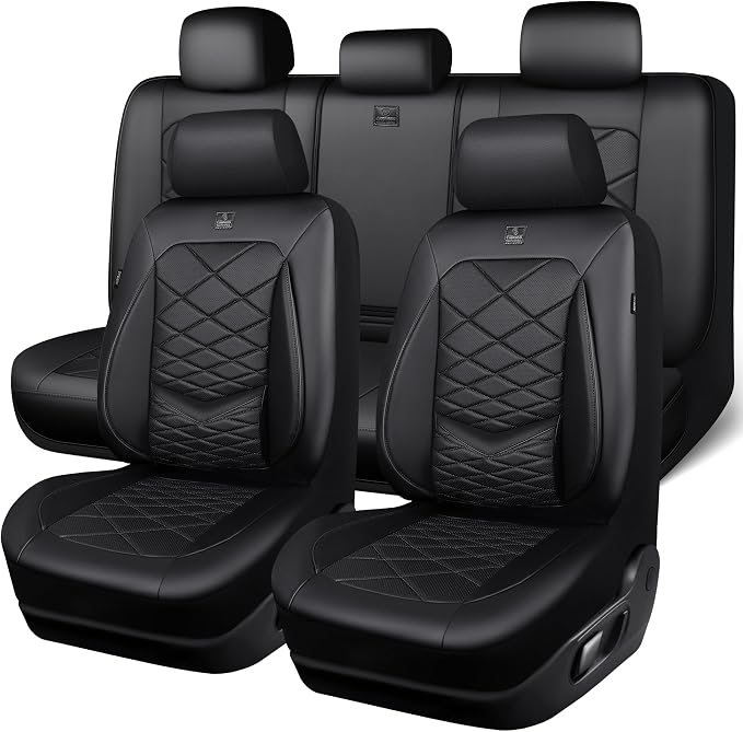 Universal Faux Leather Seat Covers — Full Set — Black