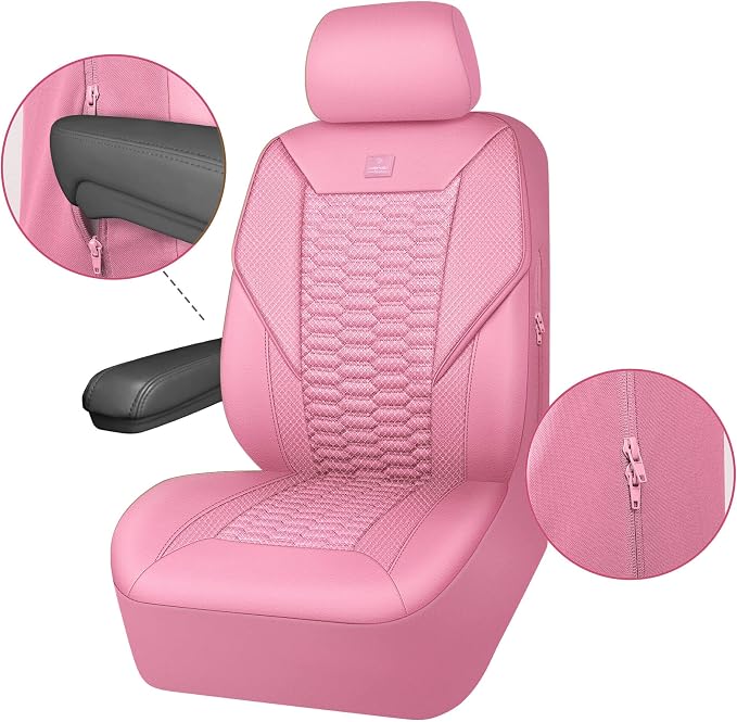 Universal Faux Leather Seat Covers — Full Set — Pink