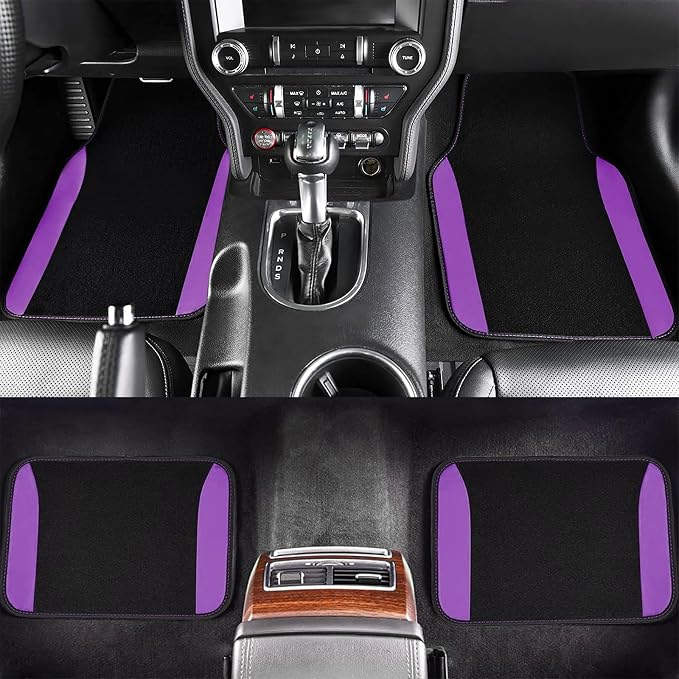 Fabric Car Seat Covers — Full Set — Black / Purple
