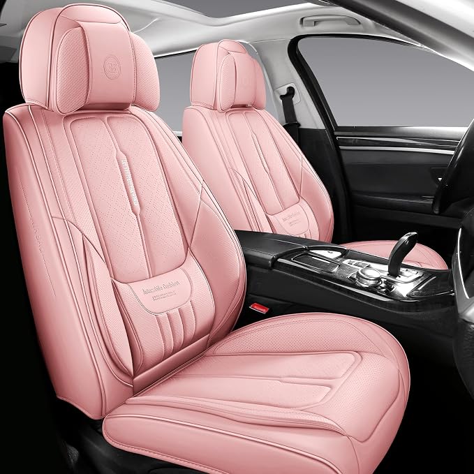 Universal Faux Leather Seat Covers — Full Set — Pink