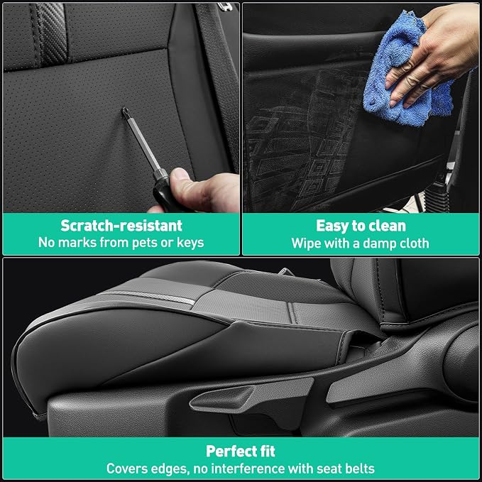 Faux Leather Seat Covers for Toyota Tacoma — Full Set — Black