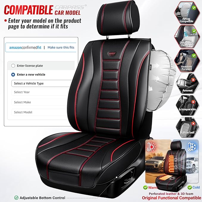 Universal Seat Covers — Front Seat — Black / Red