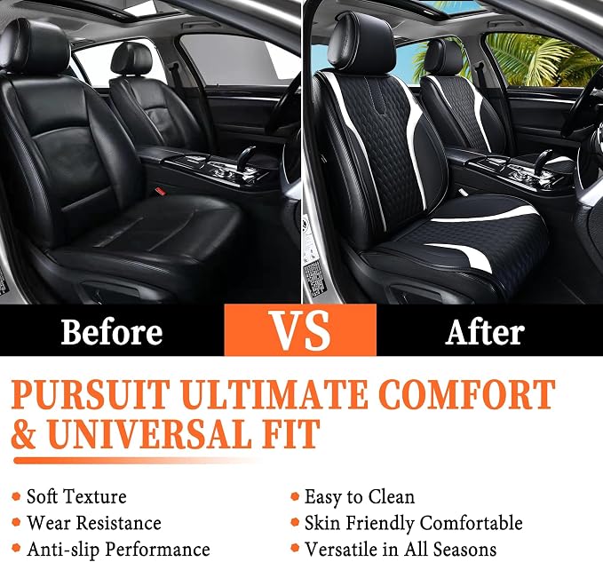 Universal Seat Covers — Front Seat — Black / White