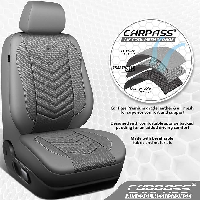 Universal Fabric Seat Covers — Front Seat — Gray