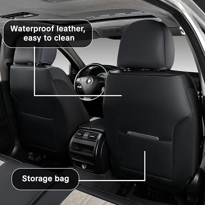 Faux Leather Car Seat Covers — Black / Gray