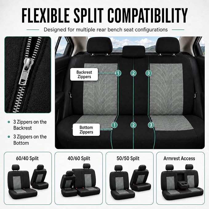 Universal Seat Covers — Full Set — Gray
