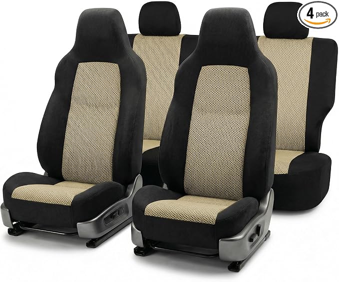 Universal Fabric Seat Covers — Front Seat — Beige