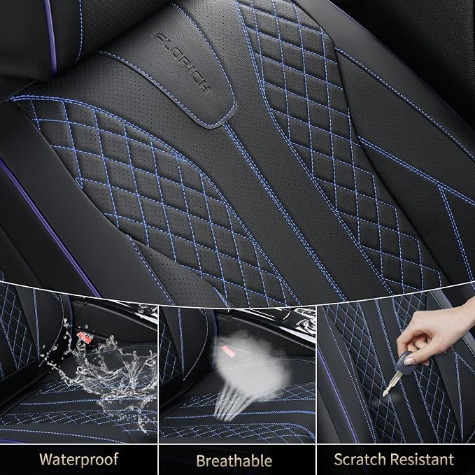 Universal Seat Covers — Front Seat — Black / Blue