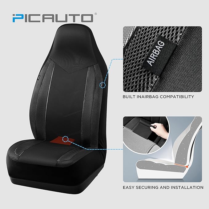 Universal Fabric Seat Covers — Full Set — Black