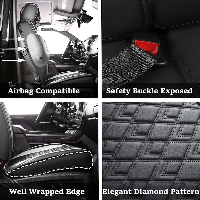 Seat Covers for Chevrolet Silverado / GMC Sierra — Front Seat — Black / White