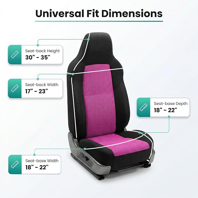Universal Fabric Seat Covers — Front Seat — Pink