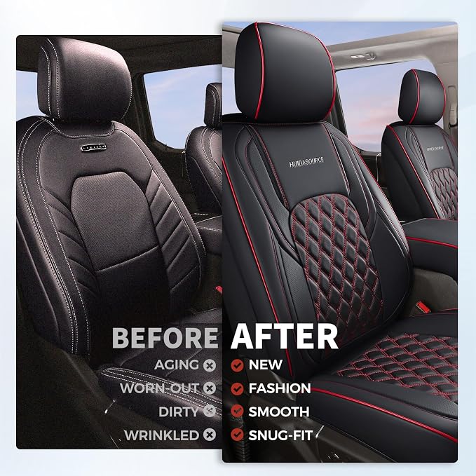 Seat Covers for Jeep Wrangler — Full Set — Black / Red