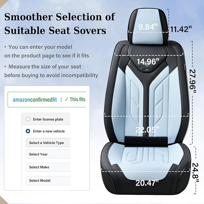 Universal Seat Covers — Full Set — Black / Blue