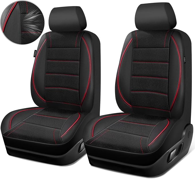Universal Fabric Seat Covers — Front Seat — Black / Red