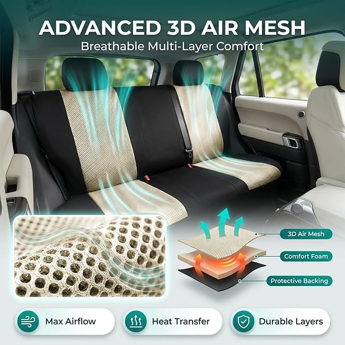 Universal Fabric Seat Covers — Beige
