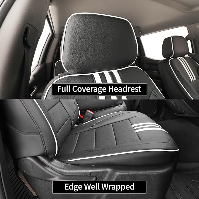 Faux Leather Seat Covers for Chevrolet Silverado — Black / White