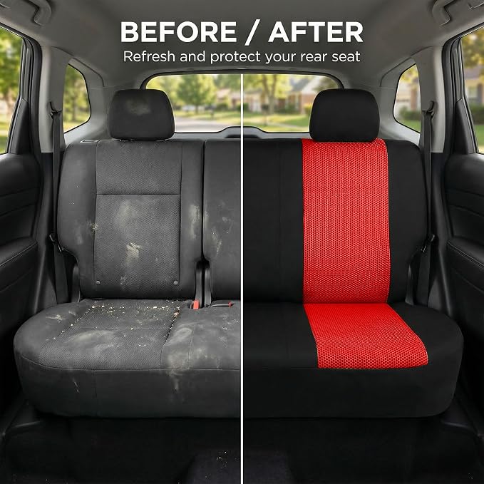 Universal Fabric Seat Covers — Front Seat — Red