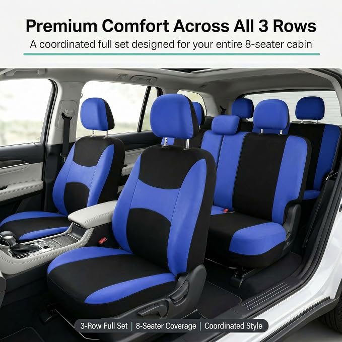 Universal Fabric Seat Covers — Blue / Black