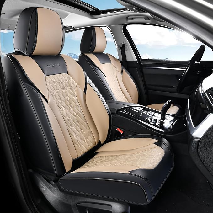 Universal Seat Covers — Front Seat — Black / Beige