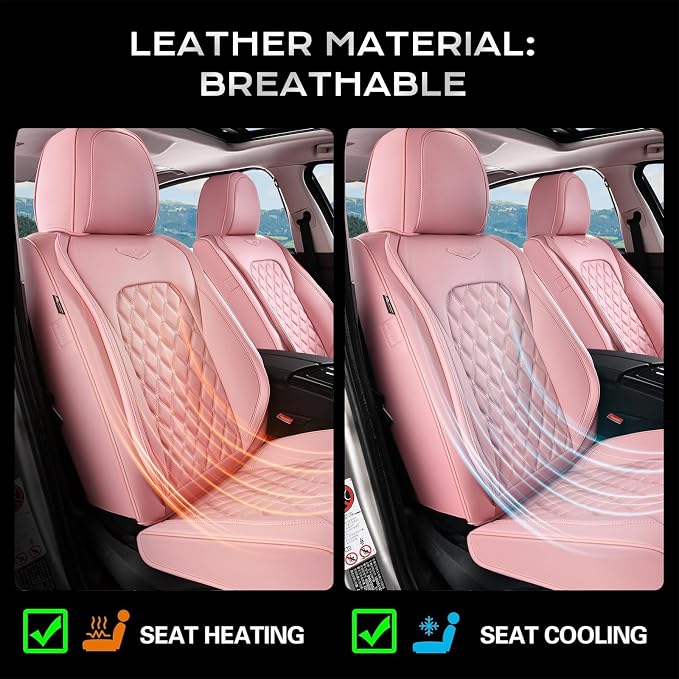 Faux Leather Car Seat Covers — Rear Seat — Pink