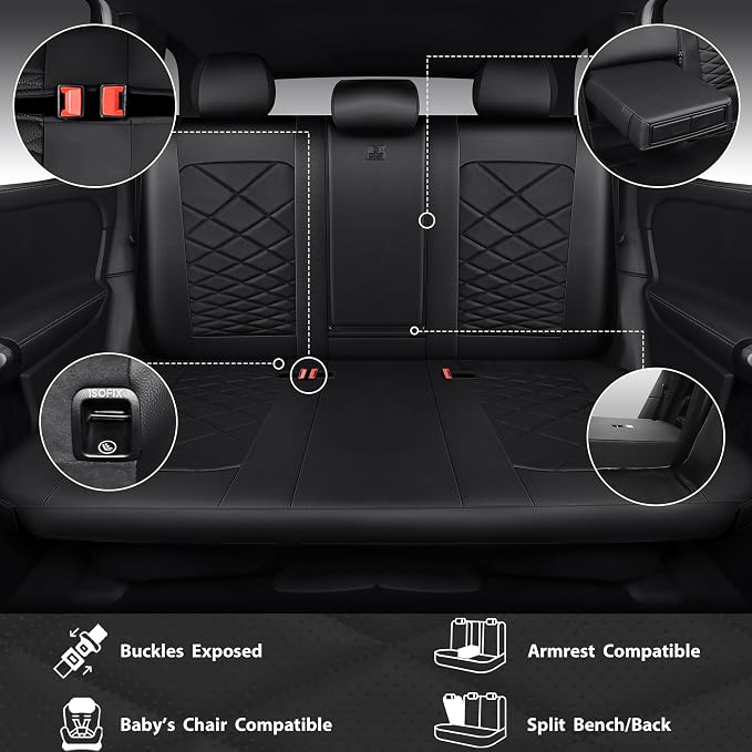 Universal Faux Leather Seat Covers — Full Set — Black