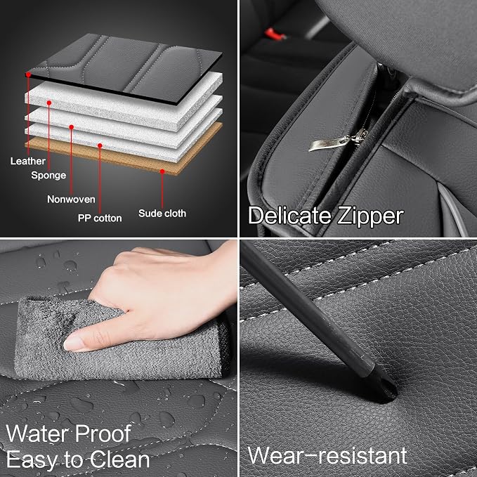 Universal Faux Leather Seat Covers — Full Set — Gray