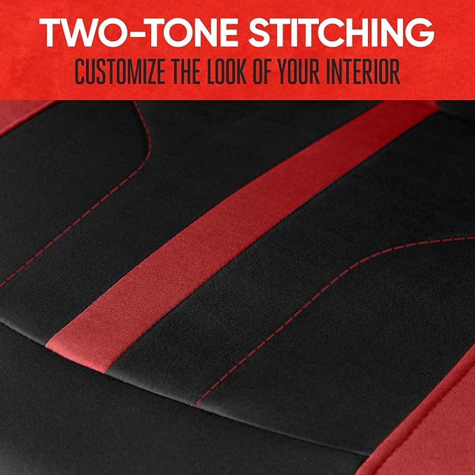 Universal Fabric Seat Covers — Full Set — Red