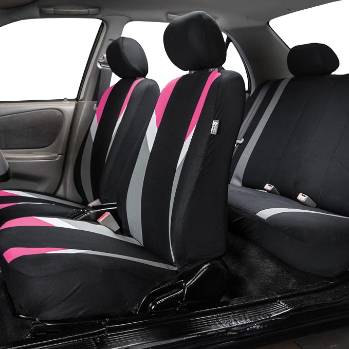 Universal Fabric Seat Covers — Full Set — Pink