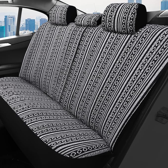 Universal Seat Covers — Full Set — Black / White