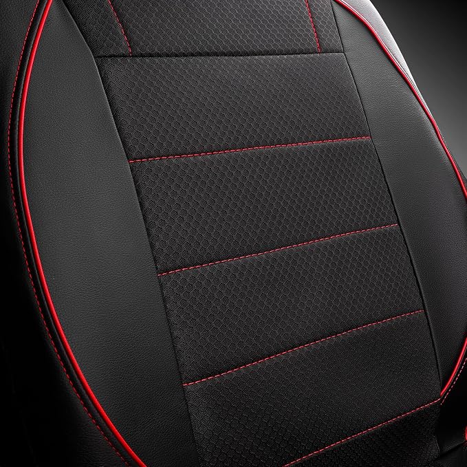 Universal Fabric Seat Covers — Front Seat — Black / Red