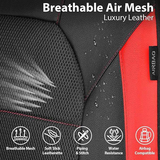 Universal Seat Covers — Full Set — Black / Red
