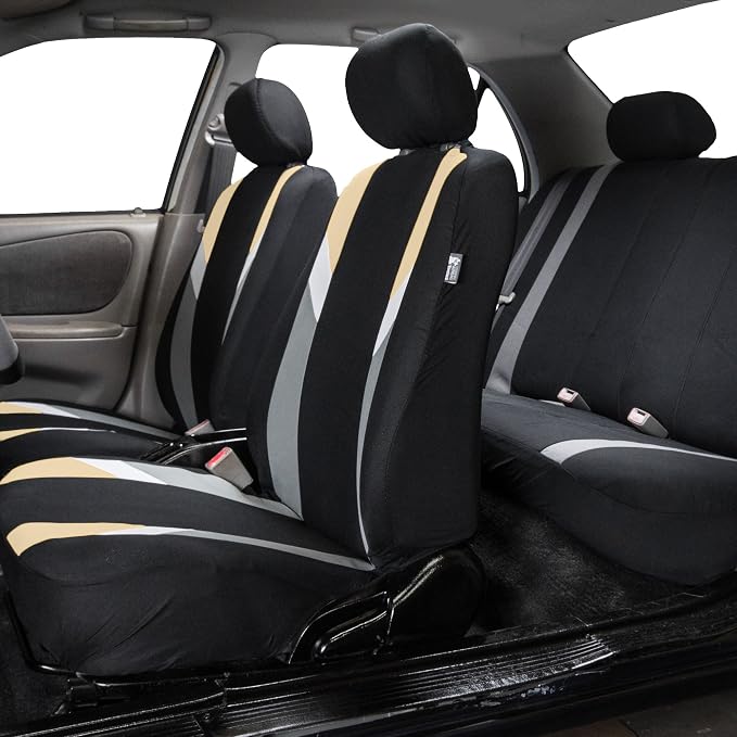 Universal Fabric Seat Covers — Full Set — Beige