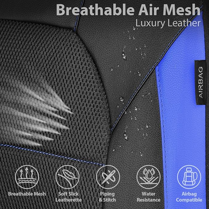 Universal Fabric Seat Covers — Front Seat — Black / Blue