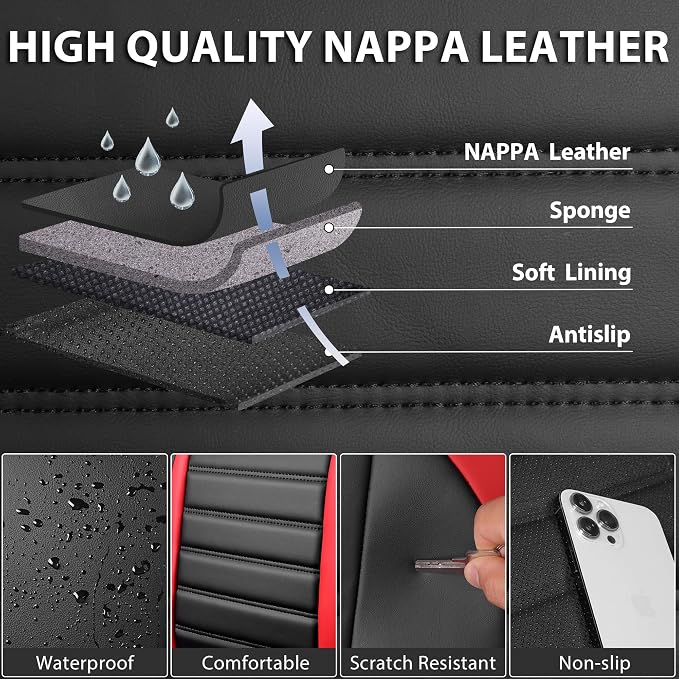 Universal Seat Covers — Full Set — Black / Red
