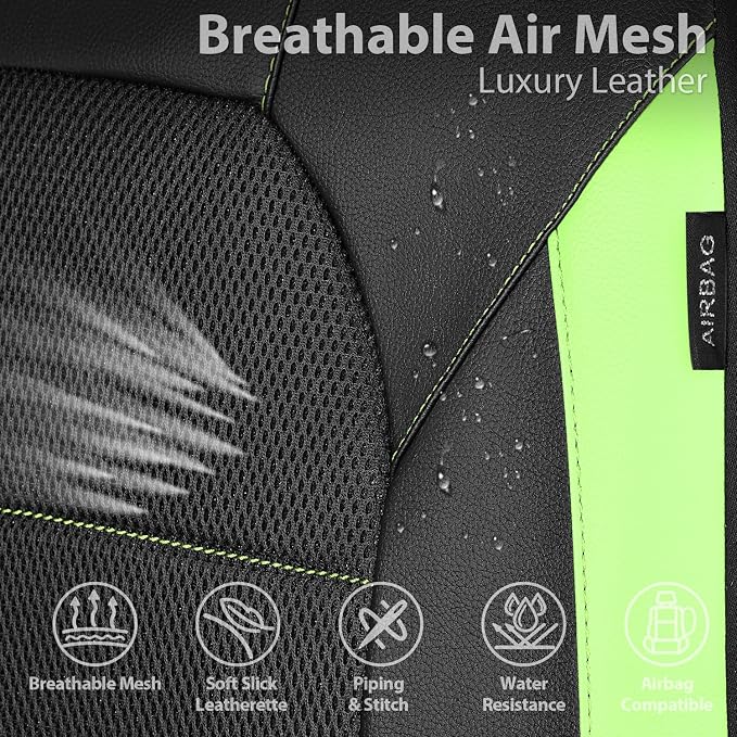 Universal Fabric Seat Covers — Front Seat — Black / Green