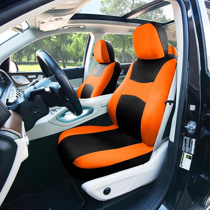 Universal Fabric Seat Covers — Full Set — Orange